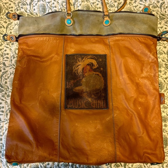 Gabs Cognac Music Hall Art Nouveau patchwork Butter Leather made in Italy - Picture 11 of 16